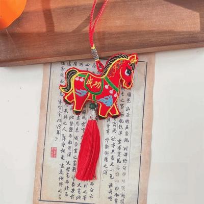 Chinese Red Chinese New Year Incense Packet with Tassel Embroidered Horse Wind Chimes Decoration Festival Atmosphere Zodiac