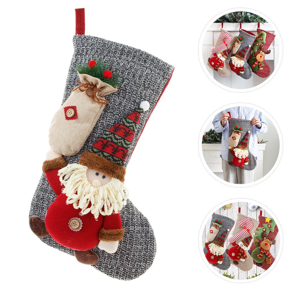 Christmas Stocking Decoration Soft Elastic Holiday Gift Bag Large Capacity Xmas Hanging Holiday Party Ornament Candy Gift Socks