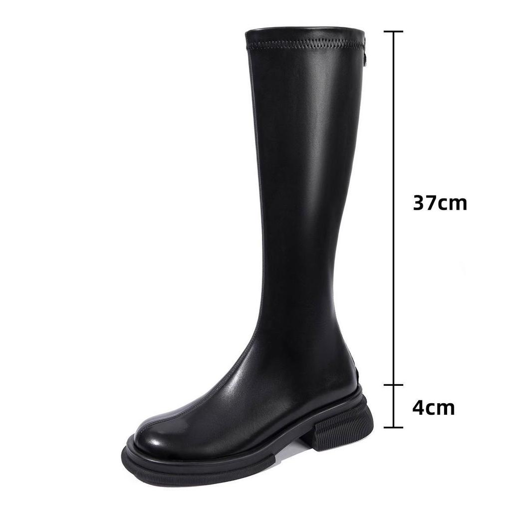 2025 men knehøye støvler ridestøvler tynne elastiske støvler tykksålede høye støvler høst- og vinterstøvler dame