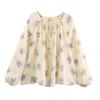 Women Elegant Floral Print Semi Transparent Shirt Spring Summer Style