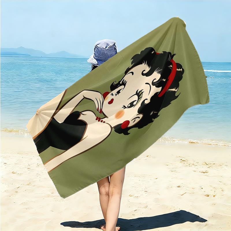1Pc Betty Boop Dress Beach Towel Microfiber Beach Towel Thin Absorbent For Beach Swimming Yoga Bath Sports 09176