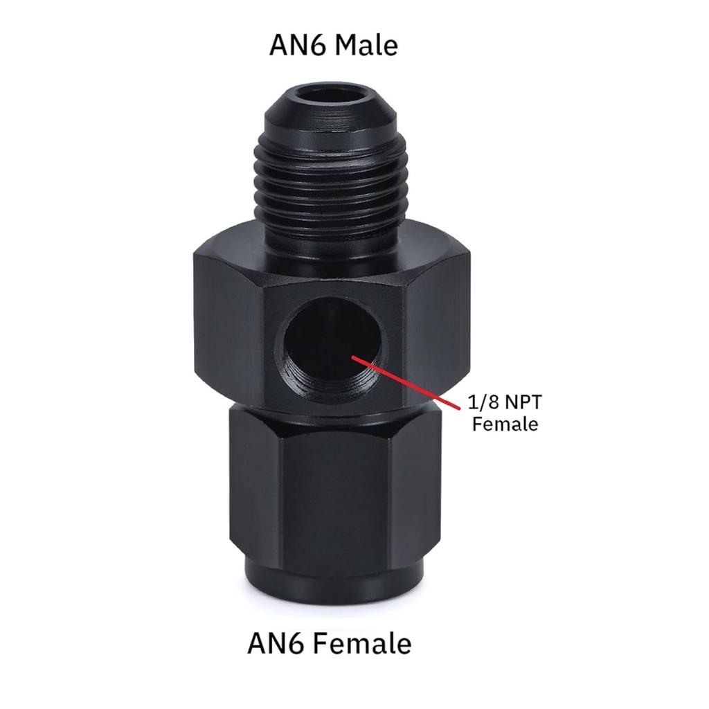 Universal Fuel Pressure Gauge Liquid 0-100Psi Oil Press Gauge 1/8" NPT With An 6 Fuel Pressure Take Off Fitting 6An Adapter
