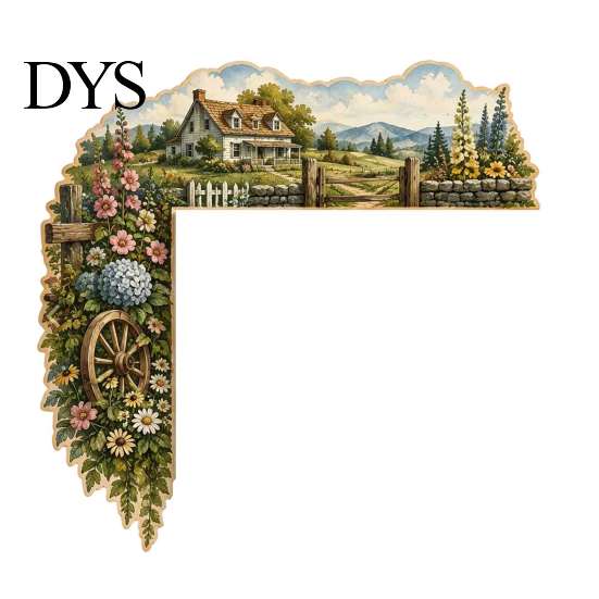 Country Style Wall Art Scenic Countryside Door Frame Corner Decor, Farmhouse Topper Sign, Wooden Scenery Interior Decor Sculpture, Rustic Floral Scene