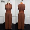 2026 Europäischer & Amerikanischer Stil Sexy Falten-Neckholder-Jumpsuit mit Weißen Weitbeinigen Hosen