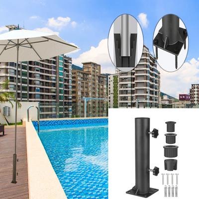 Outdoor Deck Umbrella Mount Bracket Umbrella Base Flag Pole Holder Stand with Umbrella Sleeves and Screws Replacement