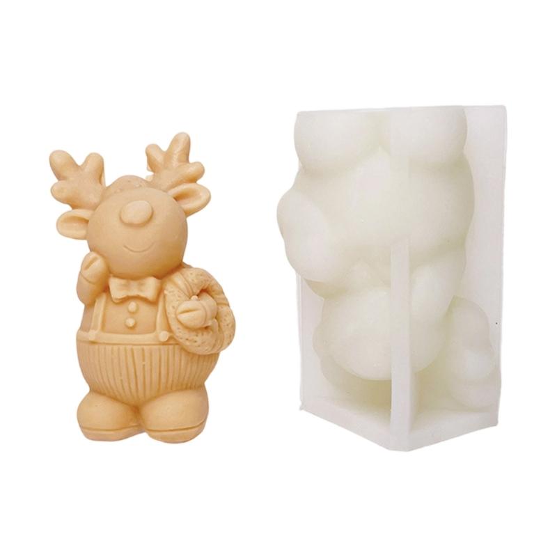 Sturdy Food Grade Silicone Candle Making Mould With Christmas Tree and Reindeer Designs