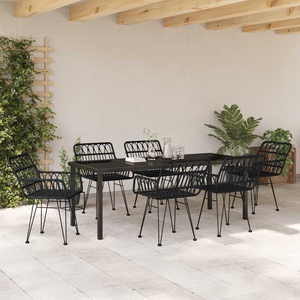 Outdoor Dining Set 7 pcs Black Powder Coated Steel
