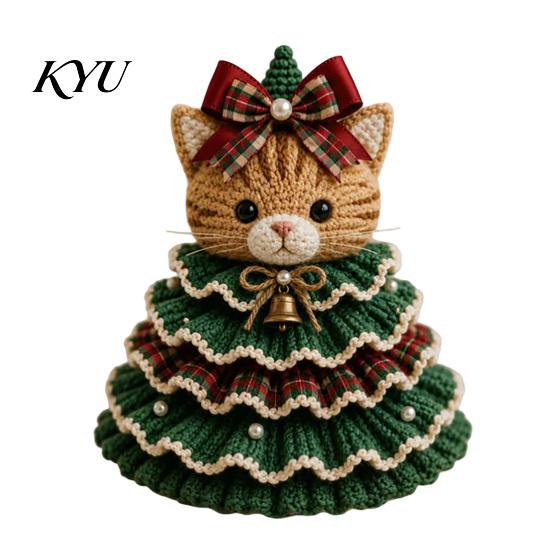 Step by Crochet Tutorial Animal Xmas Tree Kit, Christmas DIY Cute Parent Child Crafting Projects Highland Cow Forest Craft Kit for Beginners, Holiday