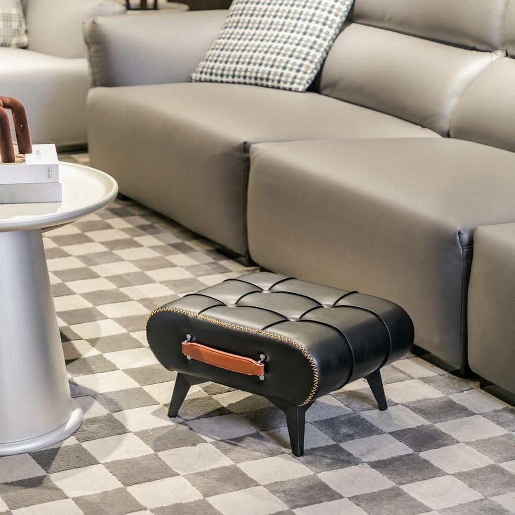 Modischer Schuhwechselhocker Flurhocker Leder Sofahocker Leder Amerikanisch Leichter Luxus Italienische Schuhe Endstück