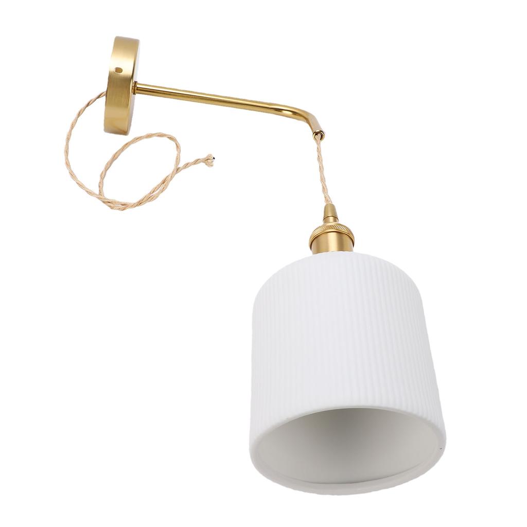 Wall Sconce Gold Brass Dimmable Bulb Frosted Finish Ceramic Lampshade Wall Light Fixture for Bedroom