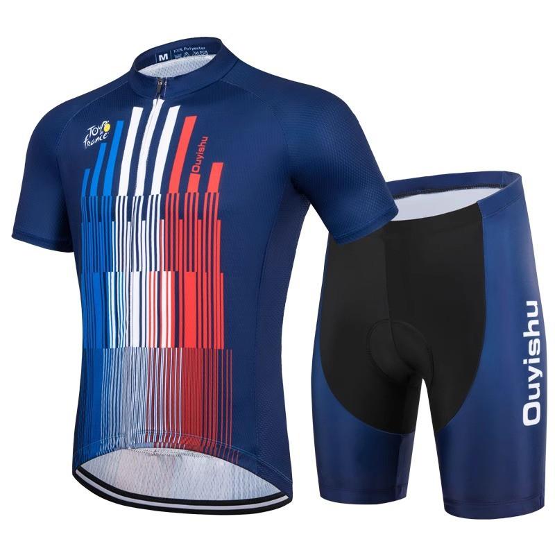 Mens Cycling Jersey Set Short Sleeve Quick Dry Breathable With Gel Pad Road Bike Riding Club Wear