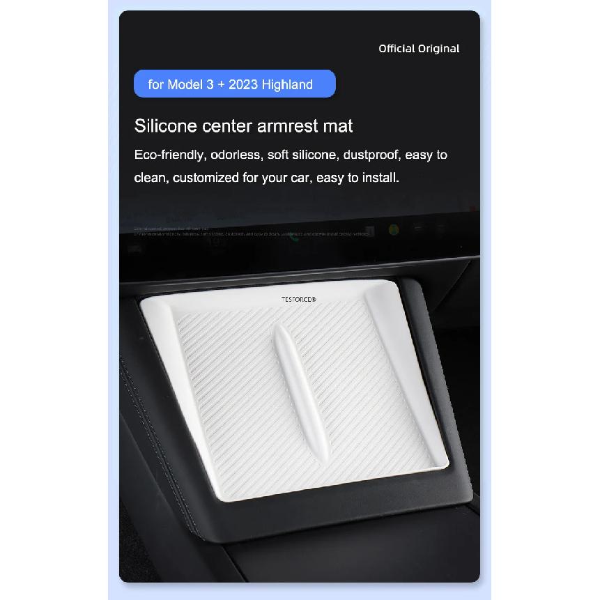 For TESLA Model 3 2023 2024 Highland Wireless Charging Silicone Pad Model3+ Center Control Storage Box Armrest Box Bottom Mat
