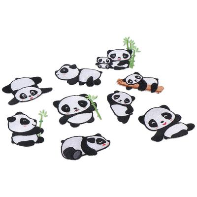 9 Pcs Cute Panda Delicate  Panda Iron On Patches Jeans Embroidered Patches  Men
