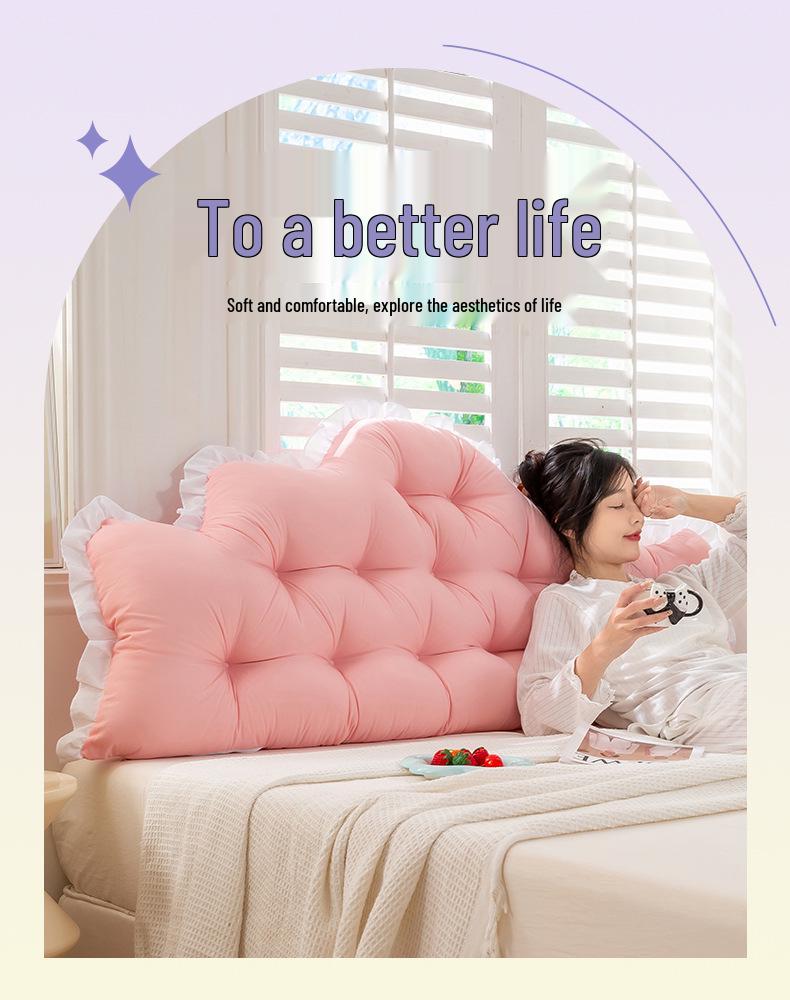 Removable & Washable Anti-Collision Bed Backrest Cushion with Ties - Large, Soft Support for Headboards