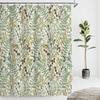 Vintage Black And Green Floral Shower Curtain Dark Bontanical Moss Bathroom Curtains Mid Century Bathroom Decor Waterproof