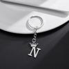 Stainless Steel Crown Letter Keychain Pendant, European Punk Style.