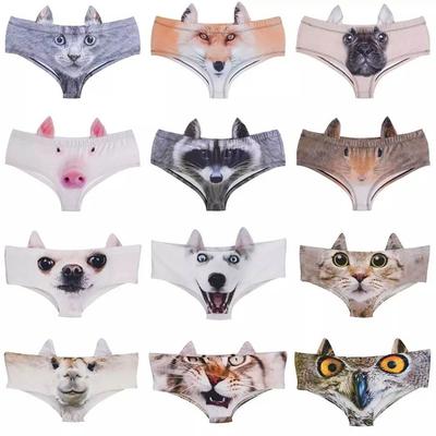 3D Ear Women Lingerie Animals Printed Lady Panties Waist and Hip Underwear