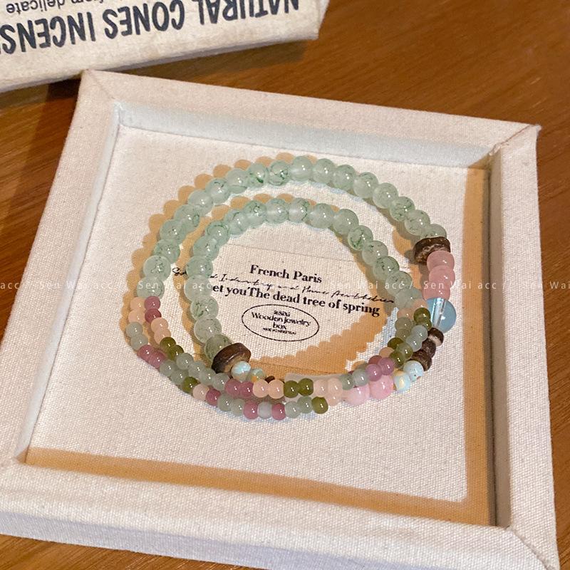 New Chinese retro multi-layer imitation tourmaline bracelet women's niche temperament beaded bracelet jewelry