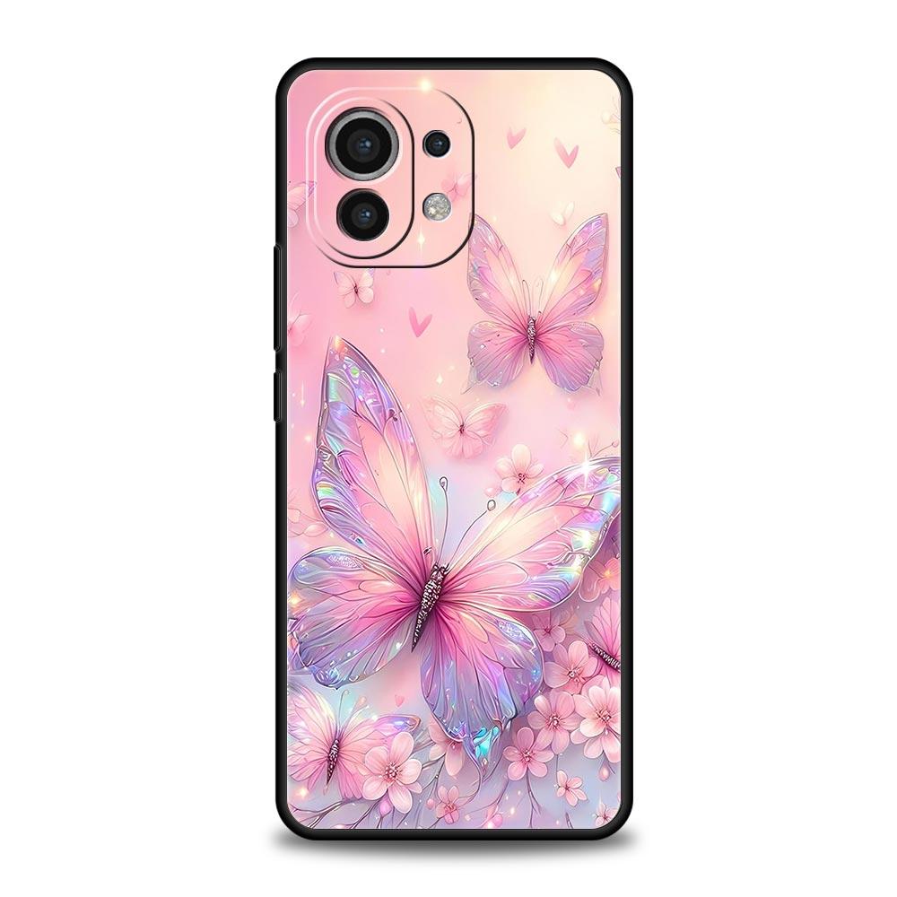 Blumen- und Schmetterlingsmuster Hülle Für Xiaomi Mi 15 14 13 12 11 Lite 14T 13T 12T 11T Pro Poco X7 X6 X5 X3 Pro F6 F5 F4 Abdeckung
