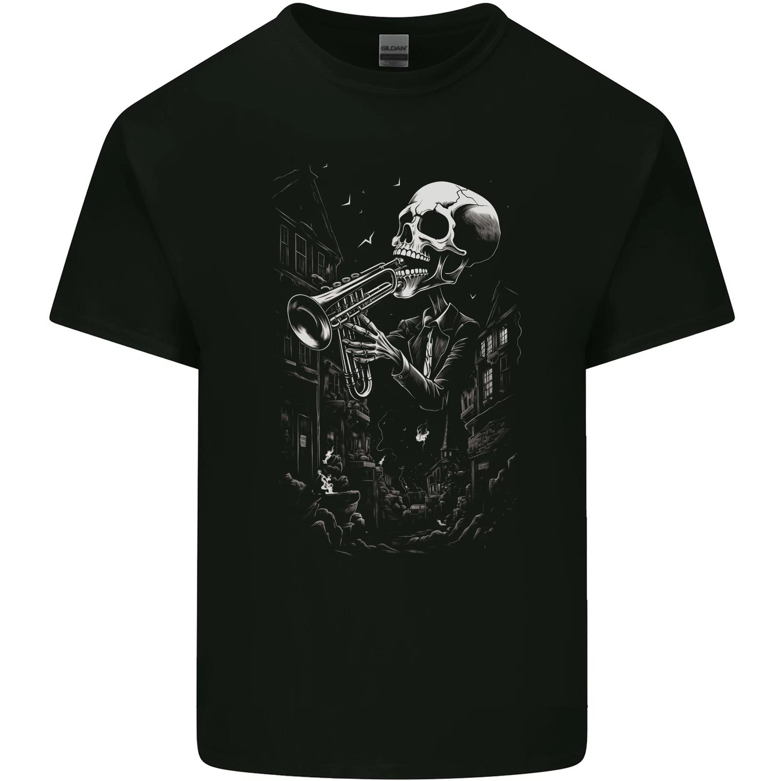 Day of the Dead Skeleton Trumpet Skull DOTD Kids T-Shirt Childrens 2XL