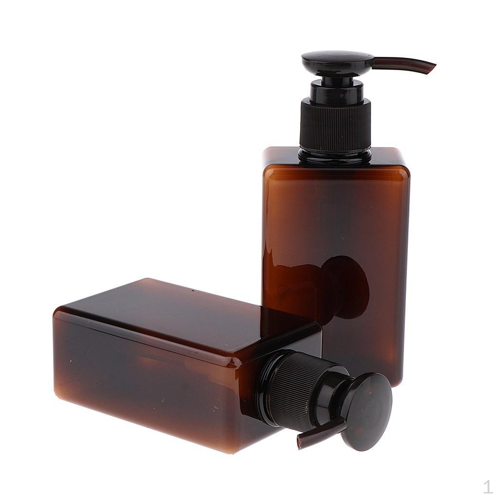 2 пустых ПЭТ-бутылки для шампуня с помпой по 150 мл Brown