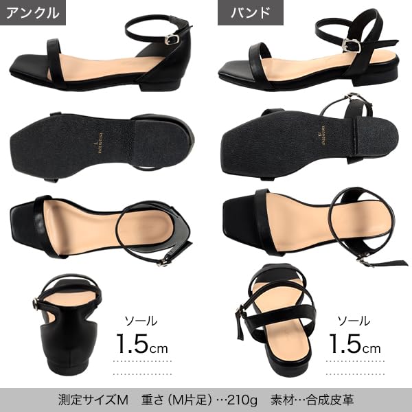 Flache Sandalen S Off White [Kobe Lettuce] Sandalen, Zart, Damen, Schlicht, Sauber, Lässig, Damen [I2581] Band,