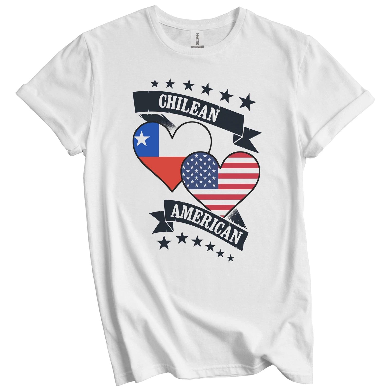Chilean American Heart Flags Chile America T-Shirt L