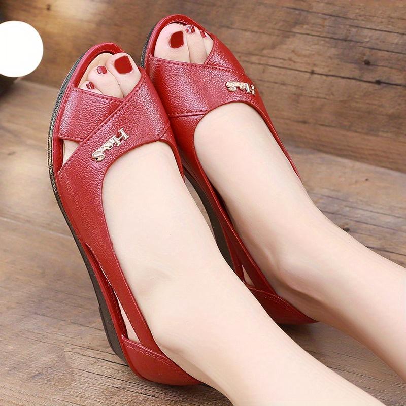 Order A Size Up Ladies' Summer New Model Shoes for Middle-aged Moms, Soft Bottom Slip- Durable Hollowed-out… More