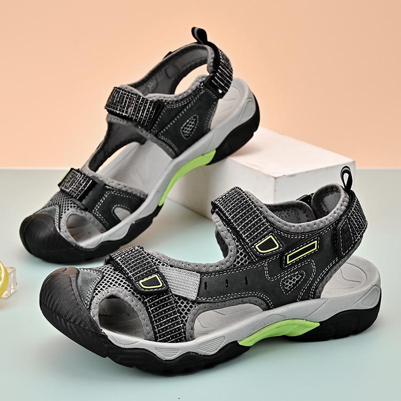 

Summer 2025 new first-layer cowhide refreshing and breathable casual sandals outdoor beach dual-purpose men s mountaineering sandals 44 сірий колір