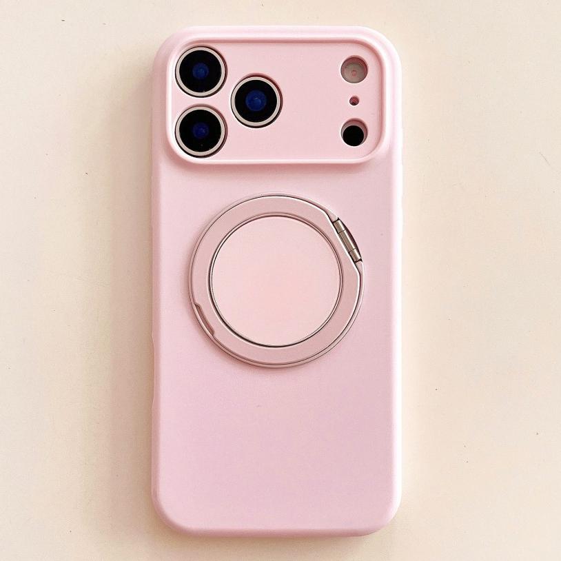 Original Liquid Silicone Phone Case For iPhone 17 16 15 14 Pro Max 17Pro 16Pro Air 360°Rotate Stand Holder Soft Shockproof Cover