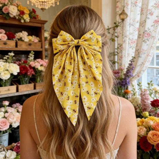Damen Haarspange Biene Blume Schleife Dekor Haarspange Feder Metallclip Seitenclip Party Ausflug Halbhochgestecktes Haaraccessoire