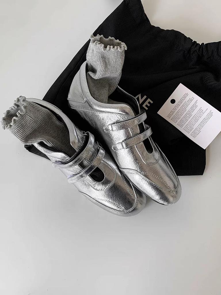 Sheepskin Version of Grape Mother Ballet Style Retro Mary Jane Shoes Flat-bottomed Double Velcro Round Head Lazy Casual Shoes Women