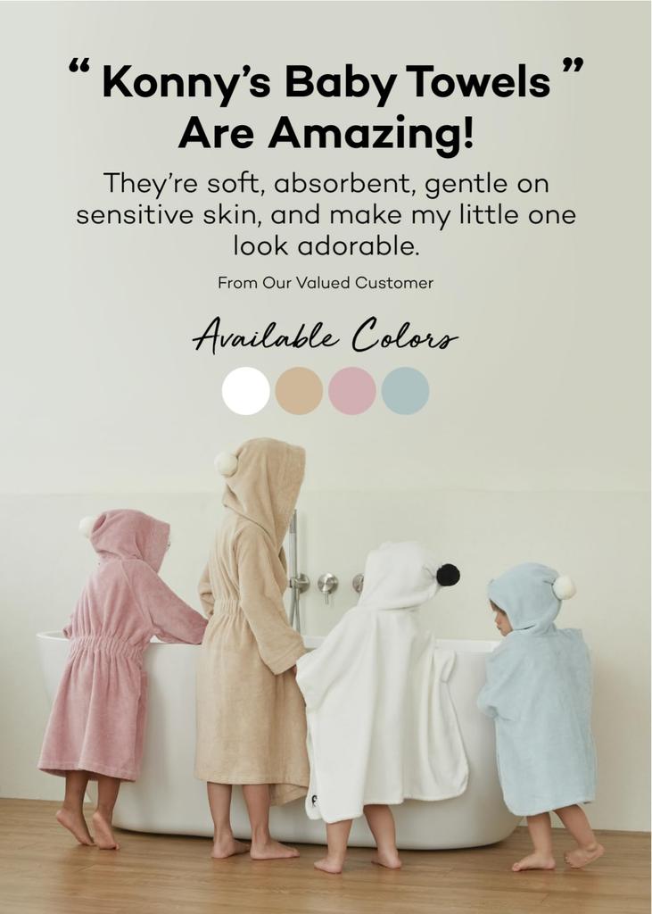 Konny Baby Hooded Towel Prevents Bathing from Getting Bath For Hooded Bath For Babies 0 To 3 Years Old (Konny) Eco-Tex Certified, Cold, Soft,