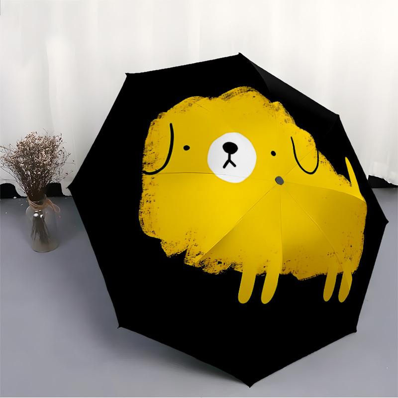 1 Stück Drippy Dog Automatischer Faltregenschirm Tragbar Zusammenklappbar 8-Rippen-Schirm für Alle Jahreszeiten, Lässiges Outdoor-Accessoire, A20