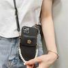European and American Xiaoxiangfeng Is Suitable for Apple 17pro Camellia Card Bag, Mobile Phone Case iPhone16 Pearl Wristband Oblique Span.