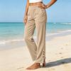 Women's Casual Corduroy Straight Leg Pants Color Button Front