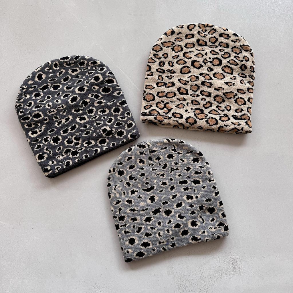 Leopard Pattern Knit Beanie Hat Fashion Warmth Cap For Casual Street Style
