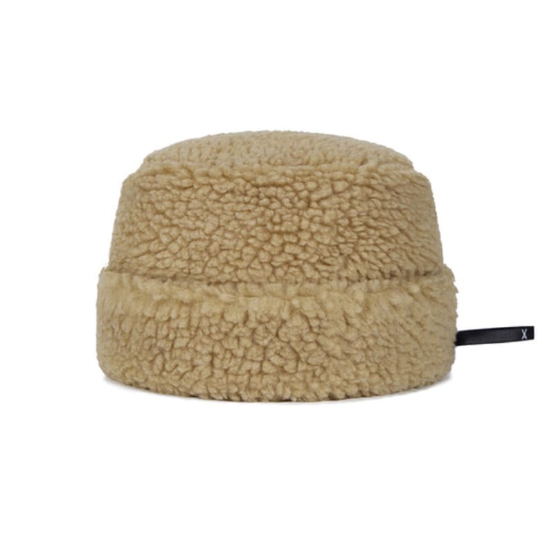 VARZAR VA Long Label Fleece Mongolian Bucket Hat Beige