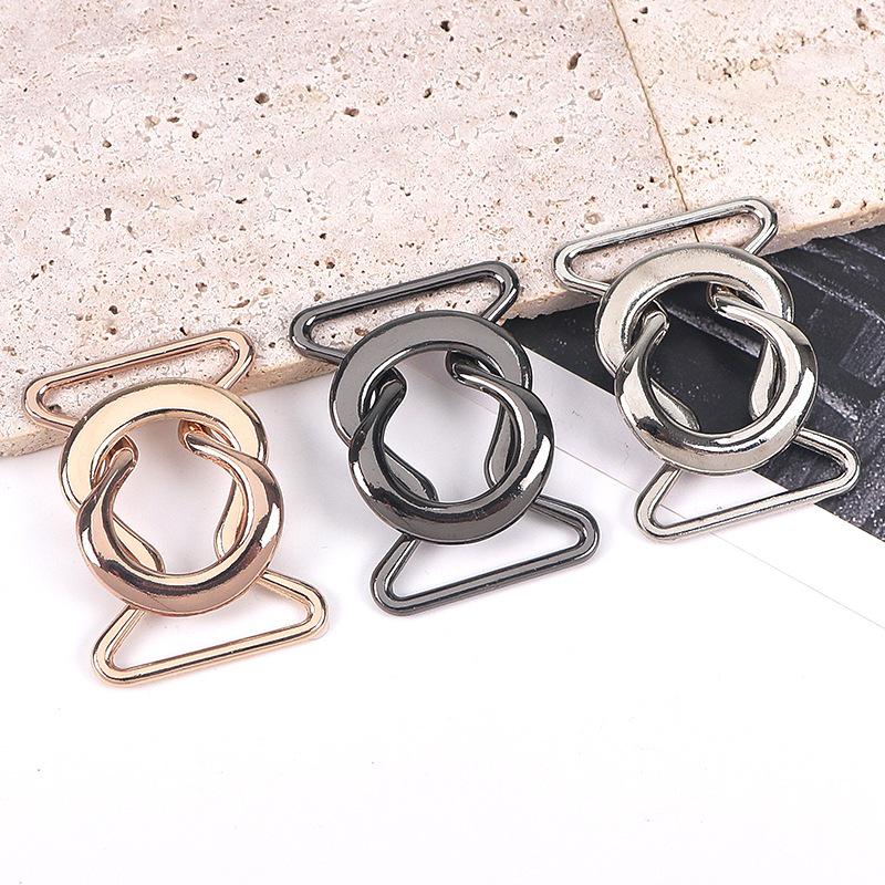 Women's Versatile Double Buckle Metal & Leather Skirt Belt for Sweaters and Trench Coats (Figure 8 Design)