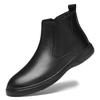 Autumn and winter men's leather boots first layer cowhide soft leather velvet high-top Chelsea boots cotton boots men's leather shoes