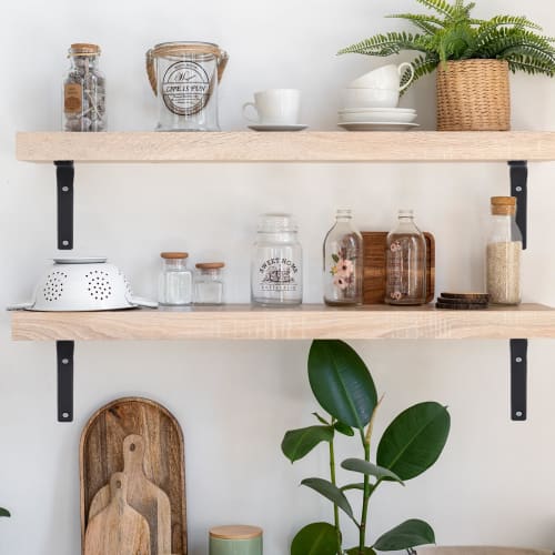 Yorkereynom Shelf Brackets, Set of 6, Shelf Support Brackets, Wall-Mounted Hanging Shelf Brackets, L-Shaped, Stainless Steel, 25kg Weight Capacity, Sc