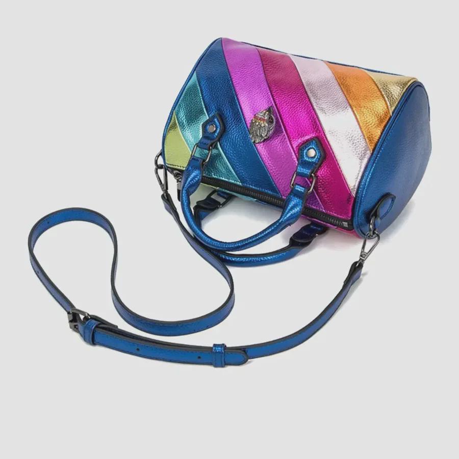 Women's Boston Handbag - Rainbow Contrast Stitching Shoulder & Messenger Bag