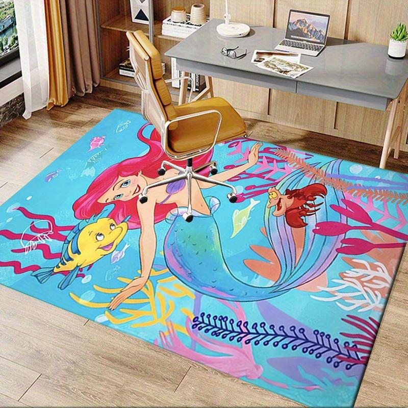 Office Rug Mermaid, Ocean Theme 3D Printed Anti-Slip Rug-Machine Washable for Living Room