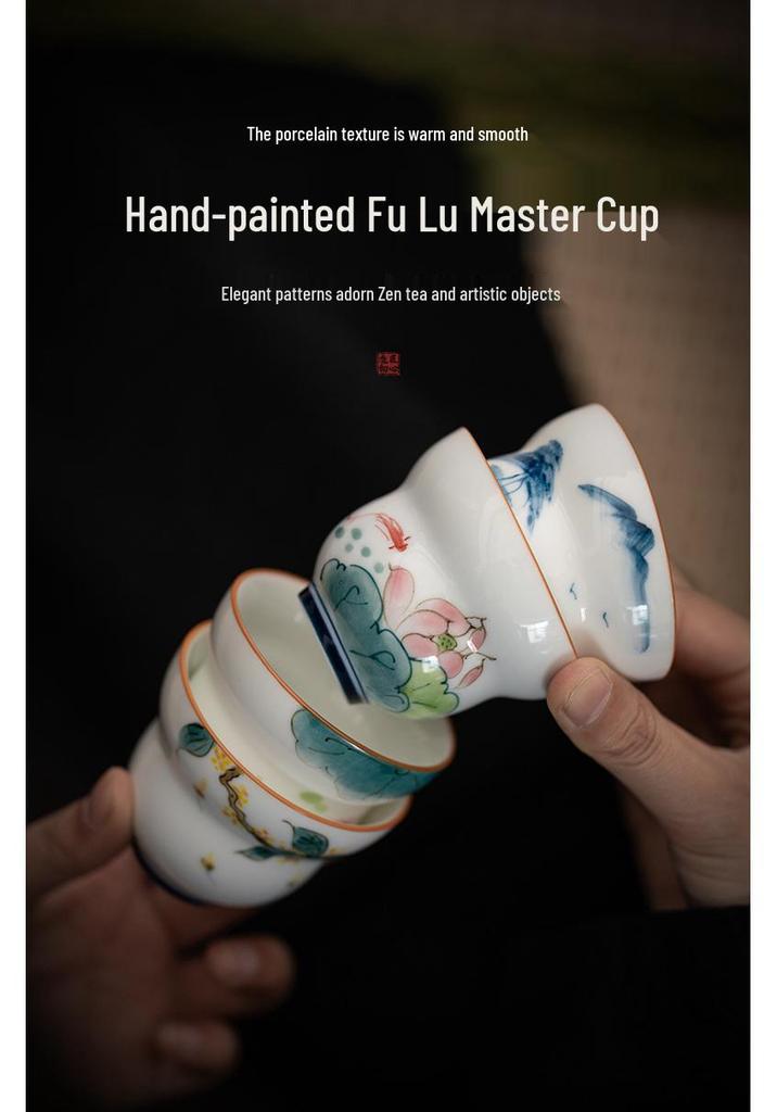 Hand-Painted Jade White Tea Cup Set - Kung Fu Style Porcelain with Gift Box