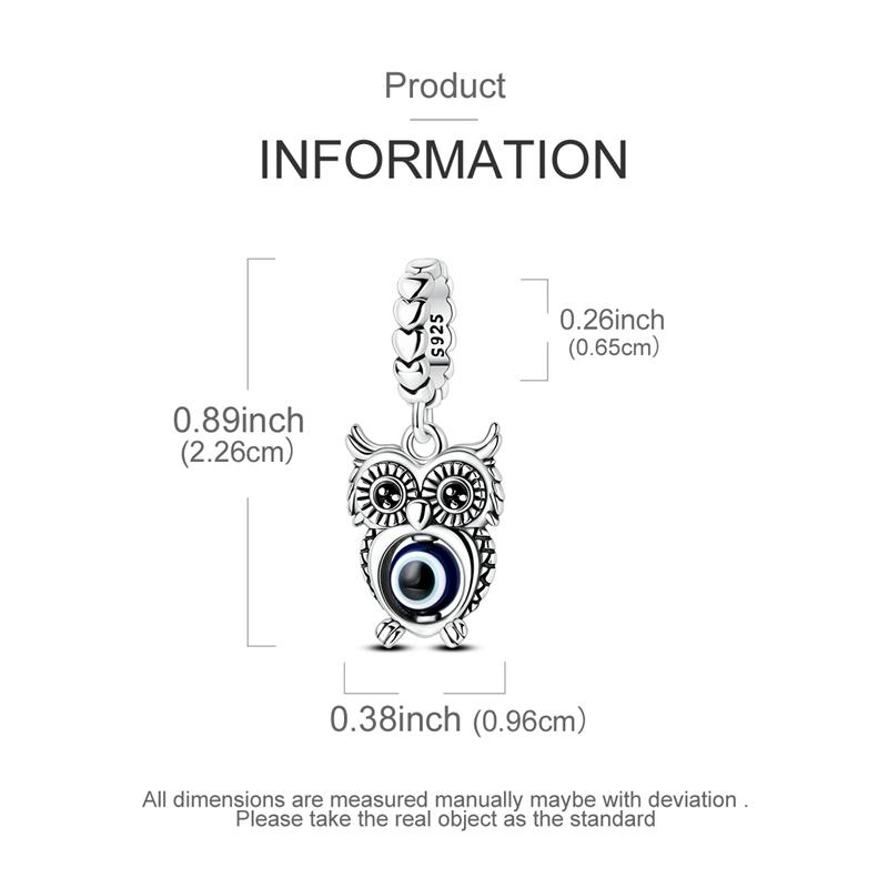 Copper Owl FiendS Gaze Blue Evil DemonS Eyed Pendants Charms Fits Genuine Charms Bracelet Women DoItYourself Jewellery Gifts