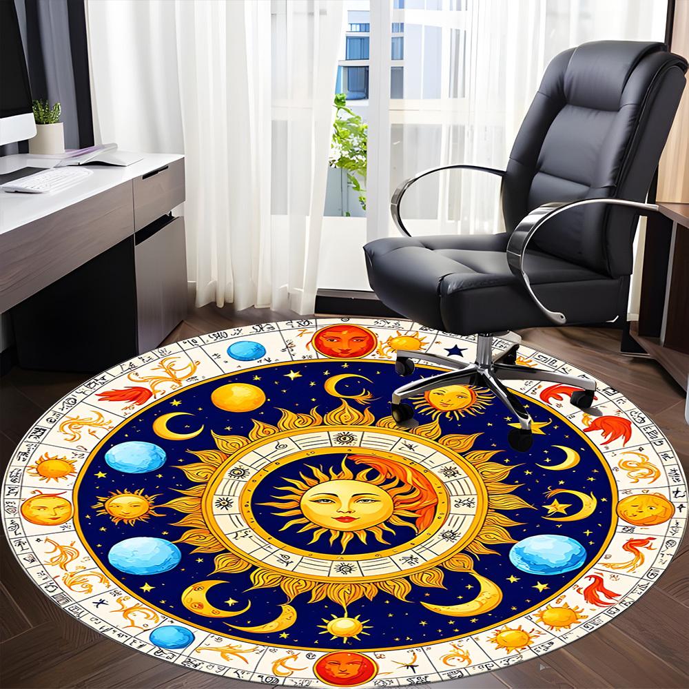1pc Astrology Wheel Chair Carpet for Office, Soft, Non-Slip Polyester Mat, Office, Entryway, Living Room, Bedroom,  yy251207282