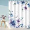 Blue Floral Shower Curtain Watercolor Flower Bath Curtain Polyester Fabric Waterproof Bathroom Curtains With Hooks Bath Screen