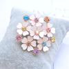 Stylish Rhinestones Flower Pin For Women Outfits Elegant Floral Shaped Brooch Versatile Dress Coat Jewelry Accessory