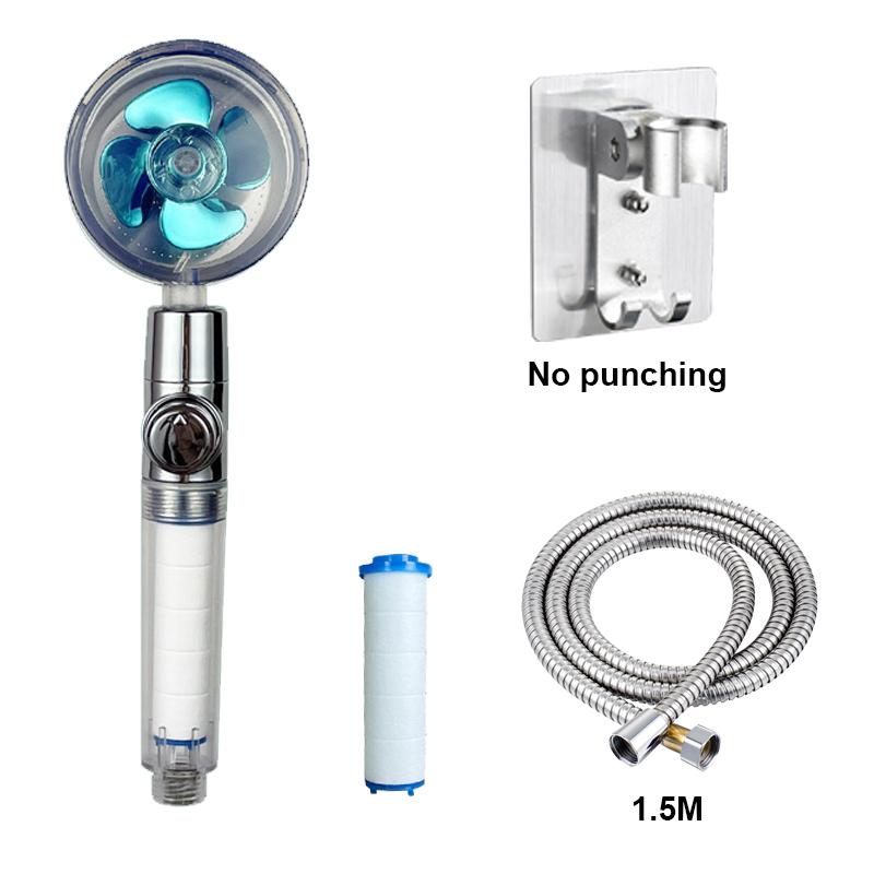 VILOYI Shower Head Water Saving High Pressure Handheld Turbo Propeller Showerhead Adjustable Water Flow Bathroom Filter Nozzle