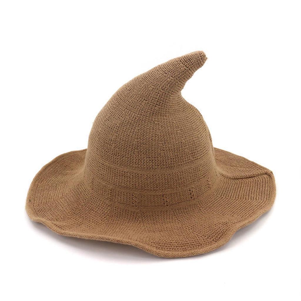 2025 Halloween Witch Hat Long Point Hat Knitted Cap for Women Halloween Party Hat Magical Hat Festival Party Cosplay Decoration